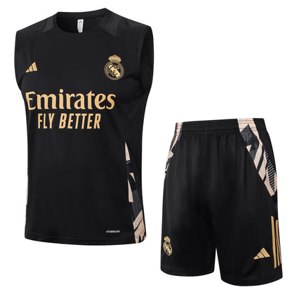 Real Madrid Sleeveless Training Kit - Black/Gold