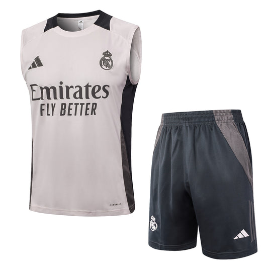 Real Madrid Sleeveless Training Kit - Beige/Black/Grey