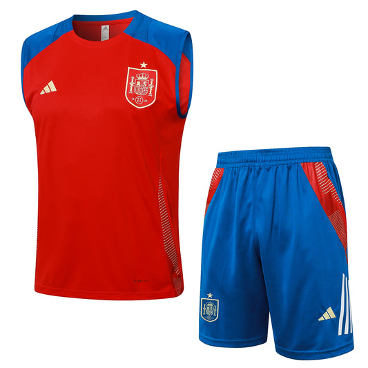 Spain Sleeveless Training Kit - Red/Blue