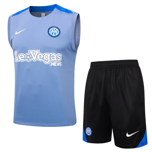 Inter Milan Sleeveless Training Kit - Baby Blue/Azure/Black