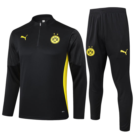 Borussia Dortmund 1/4 Zip Tracksuit Set Black/Yellow