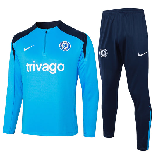 Chelsea 1/4 Zip Tracksuit Set Light-Blue/Navy