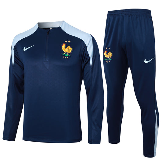 France 1/4 Zip Tracksuit Set Navy/Sky