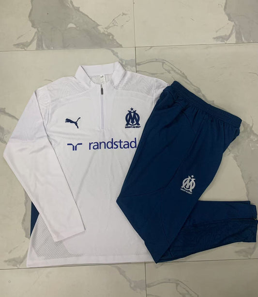 Marseille 1/4 Zip Tracksuit Set White/Blue