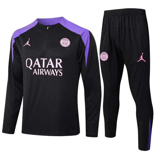 PSG 1/4 Zip Tracksuit Set Black/Purple/Pink