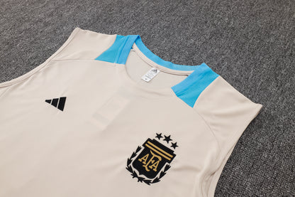 Argentina Sleeveless Training Kit - Beige/Electric Blue/Black