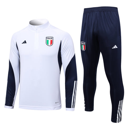 Italy 1/4 Zip Tracksuit Set White/Navy