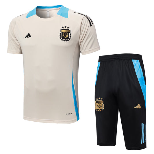 Argentina Training Kit (3/4 Pants) - Beige/Electric Blue/Black