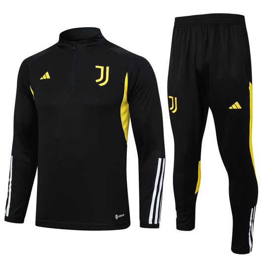 Juventus 1/4 Zip Tracksuit Set Black/Yellow/White