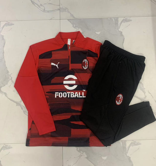 AC Milan 1/4 Zip Tracksuit Set Red/Black