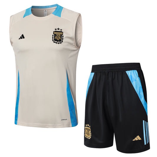 Argentina Sleeveless Training Kit - Beige/Electric Blue/Black