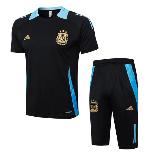 Argentina Training Kit (3/4 Pants) - Black/Electric Blue